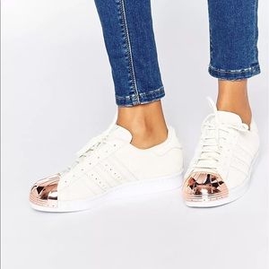 Adidas Superstar 80s Rose Gold Metal Toe Sneakers